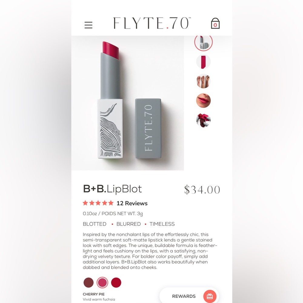 Flyte 70 Cherry Pie Lipstick W/ Magnetic Closures